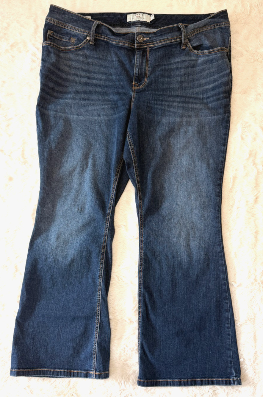 Torrid First At Fit Luxe Slim Boot Denim Jeans Plus Size 20R Super Stretch Blue